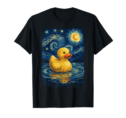 Starry Night Rubber Ducky Art Van Gogh Cute Duckling Lover T-Shirt