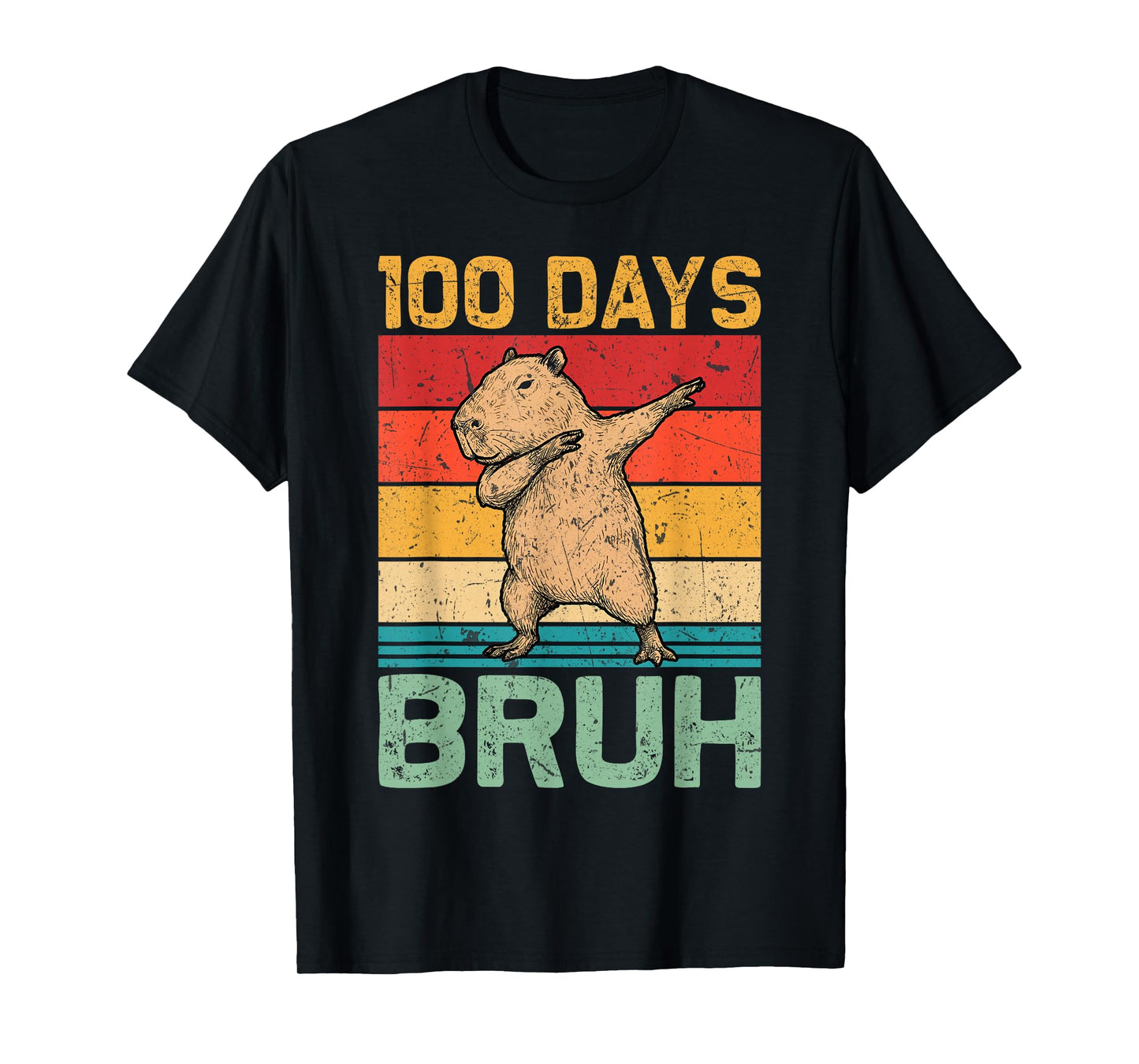100 Days Bruh Capybara 100 Days of School for Boys Kids T-Shirt
