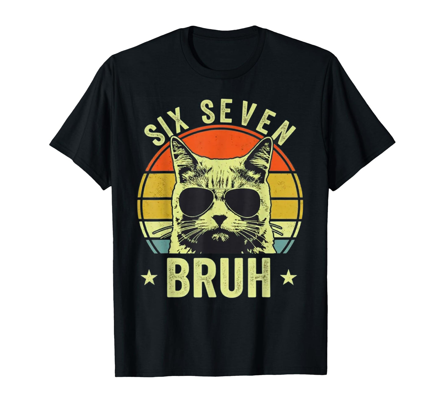 67 Bruh Cat Meme Six Seven 6 7 Kids Boys Men T-Shirt