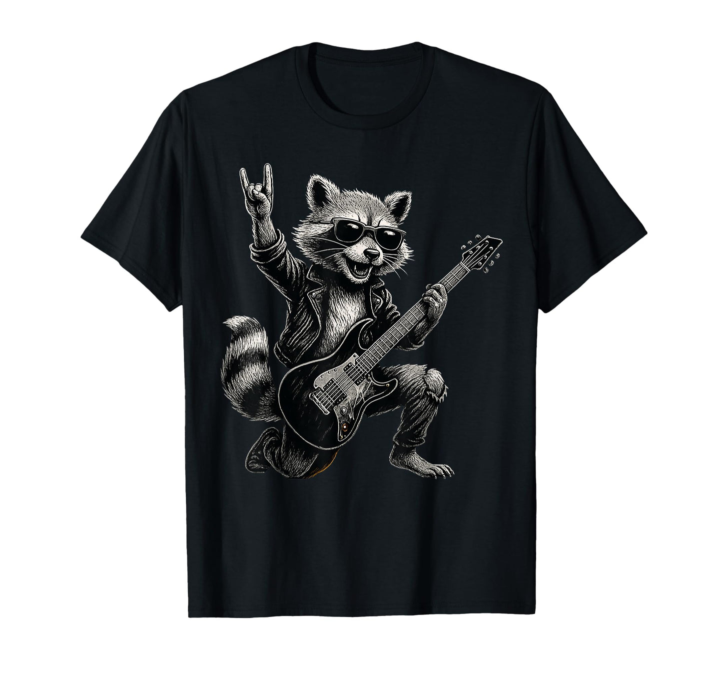 Retro Raccoon Rock Music Gift Men Kids Women Funny Raccoon T-Shirt