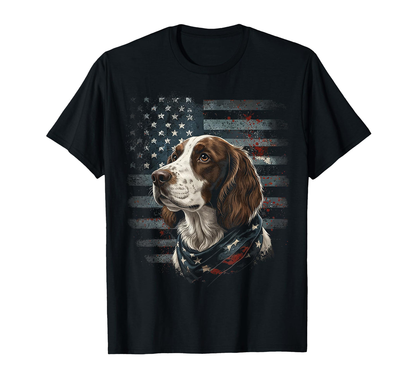 Springer Spaniel Dog American Flag Patriotic Vintage USA T-Shirt
