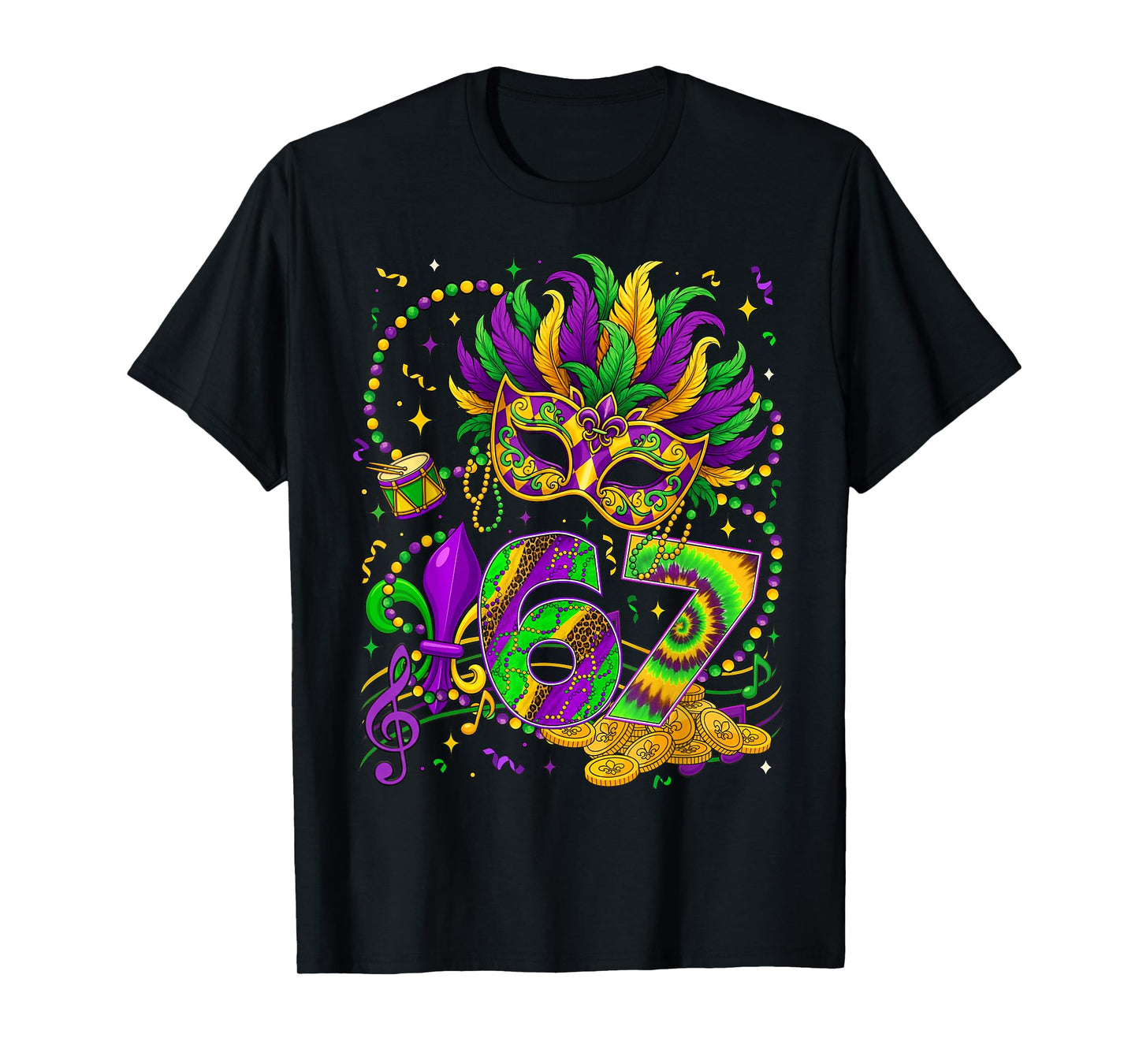 67 Mardi Gras 2026 Mask Fleur De Lis Fat Tuesday Men Women T-Shirt