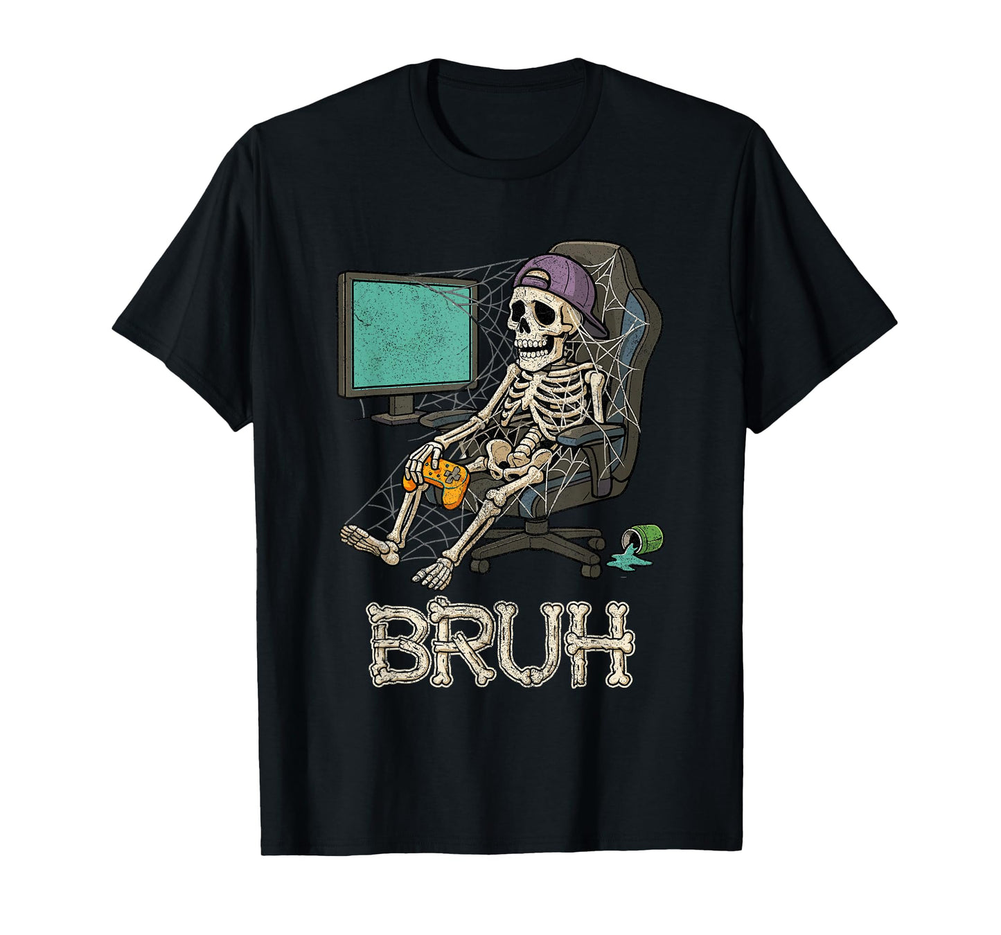 Funny Gamer Skeleton Gamer Teen Boys Video Gaming Bruh T-Shirt