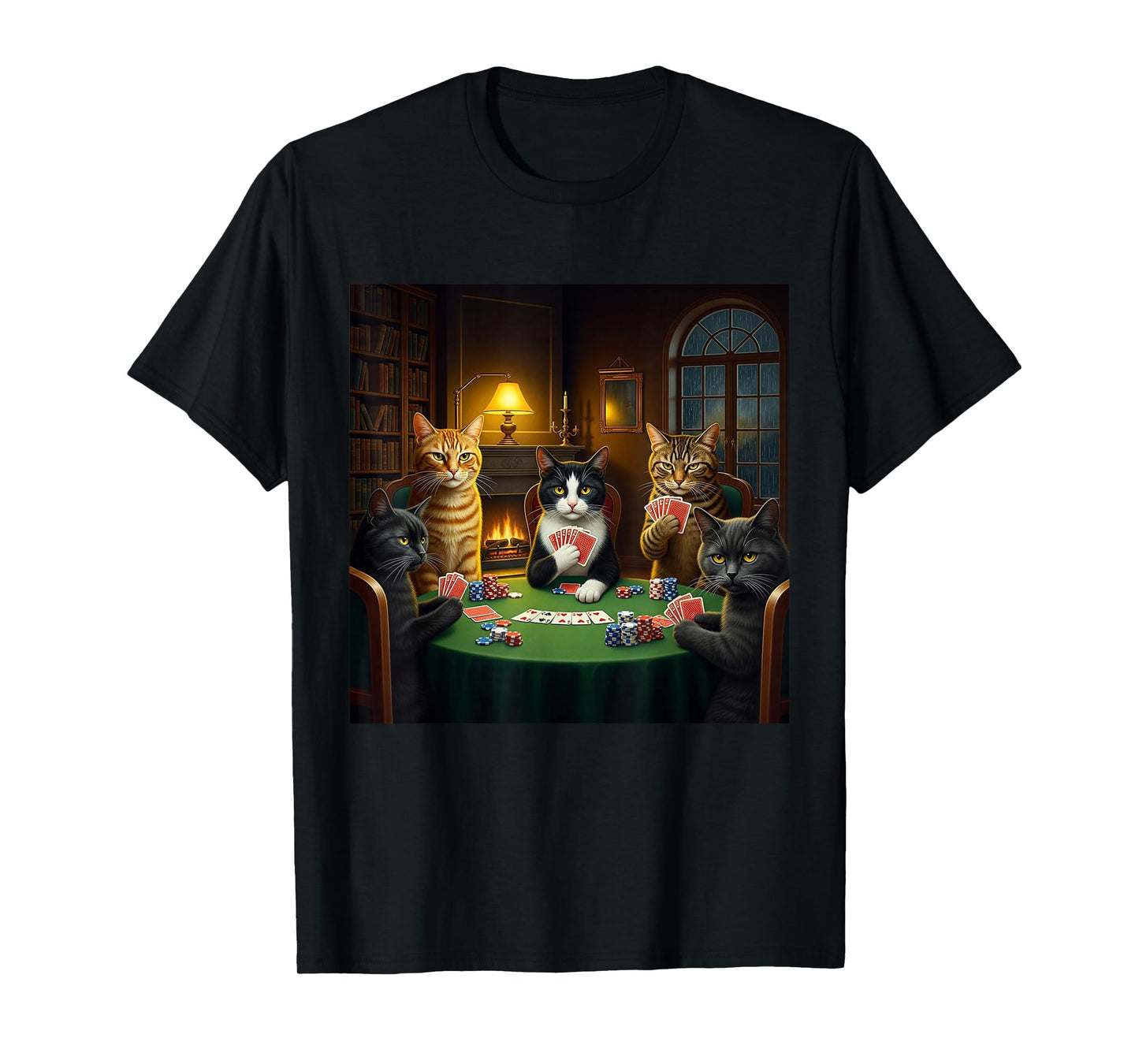 Vintage Cats Playing Poker Funny Cats Meme Graphic T-Shirt