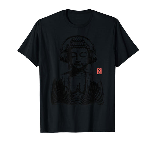 Vintage Retro Buddha Wearing Headphones T-Shirt