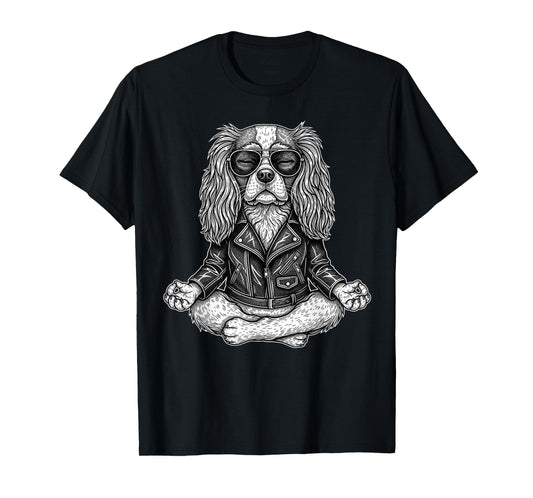 Vintage Retro Yoga Dog Cavalier T-Shirt