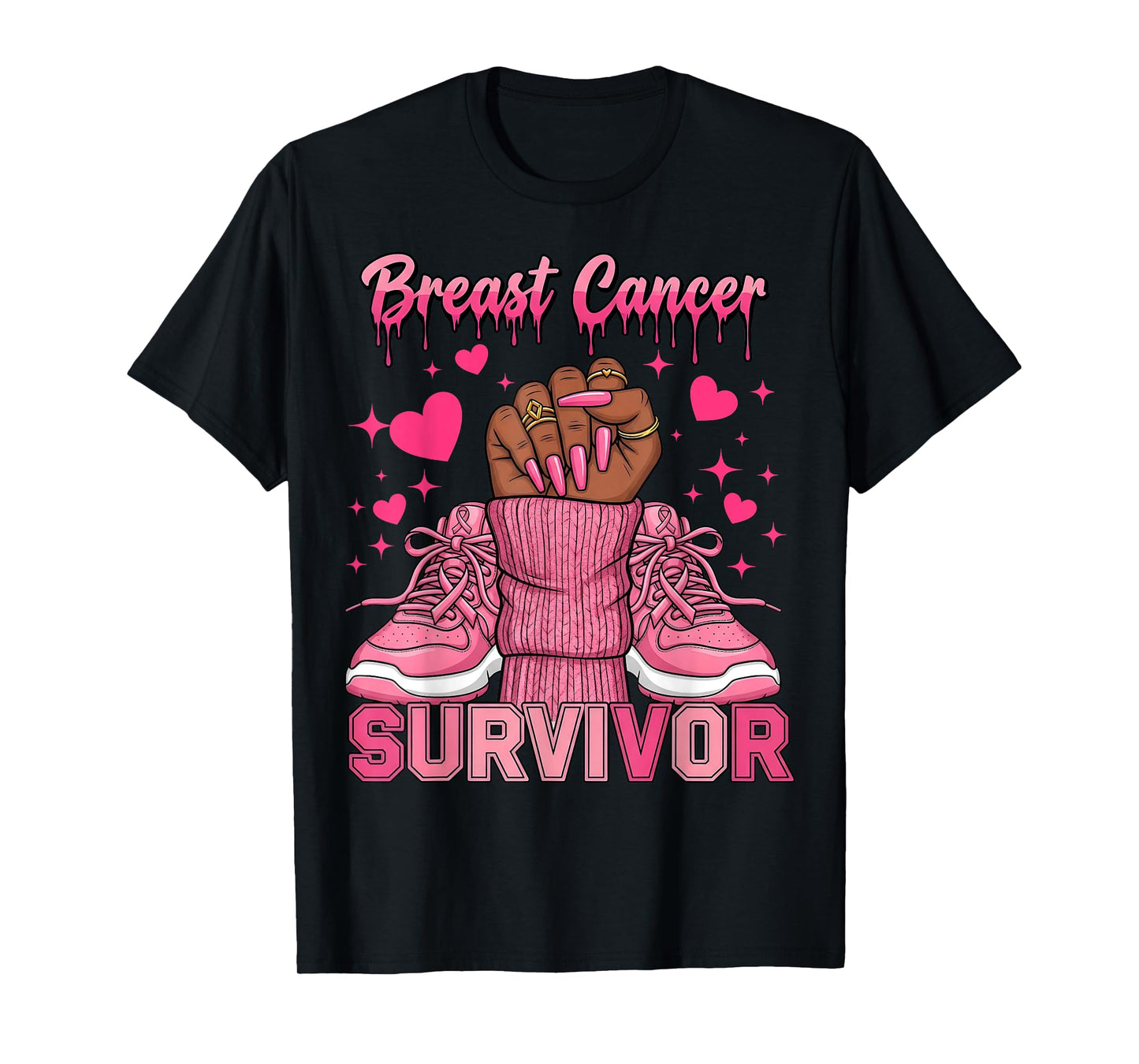 Breast Cancer Awareness Warrior Black Women Melanin Survivor T-Shirt