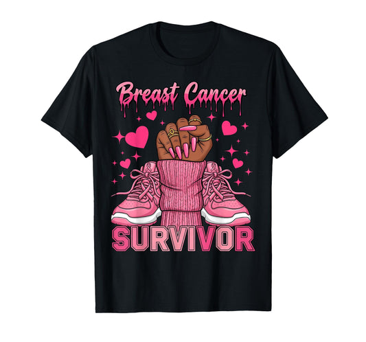 Breast Cancer Awareness Warrior Black Women Melanin Survivor T-Shirt