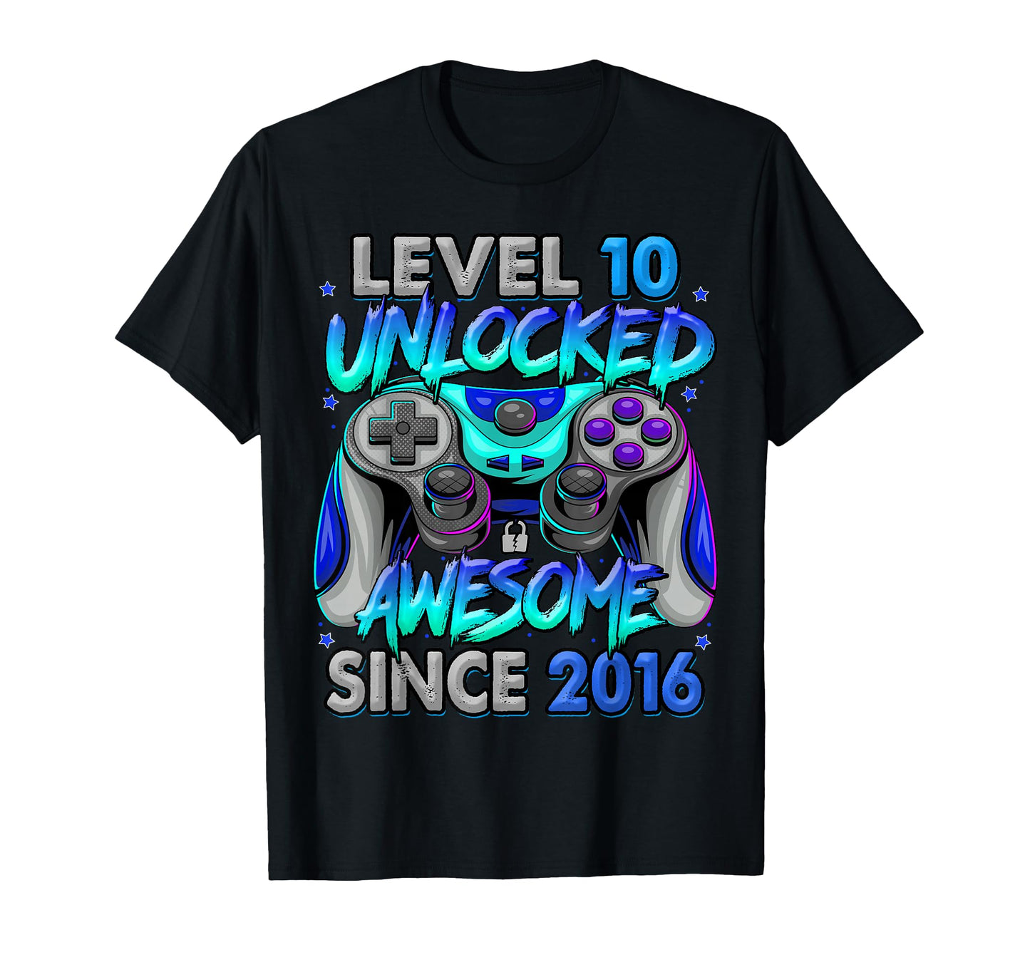 Level 10 Unlocked Awesome Since 2016 10th Birthday Gaming T-Shirt