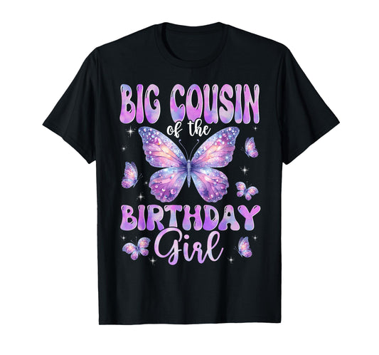Big Cousin Of The Birthday Girl Butterfly Family Matching T-Shirt
