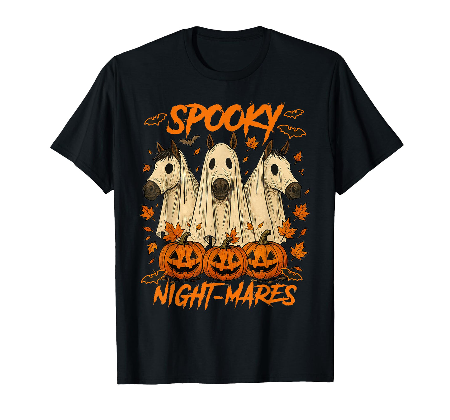 Halloween Vibes Horse Lover Boo Ghost Spooky Night-mares T-Shirt