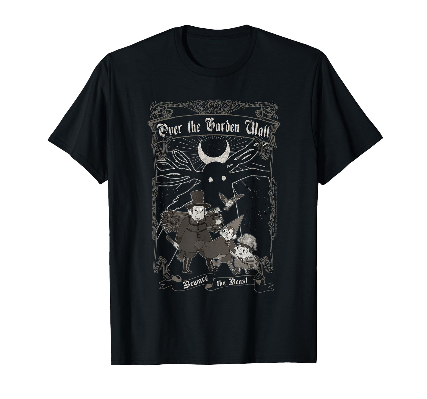 Over The Garden Wall Vintage Framed Scene Spooky Cartoon T-Shirt