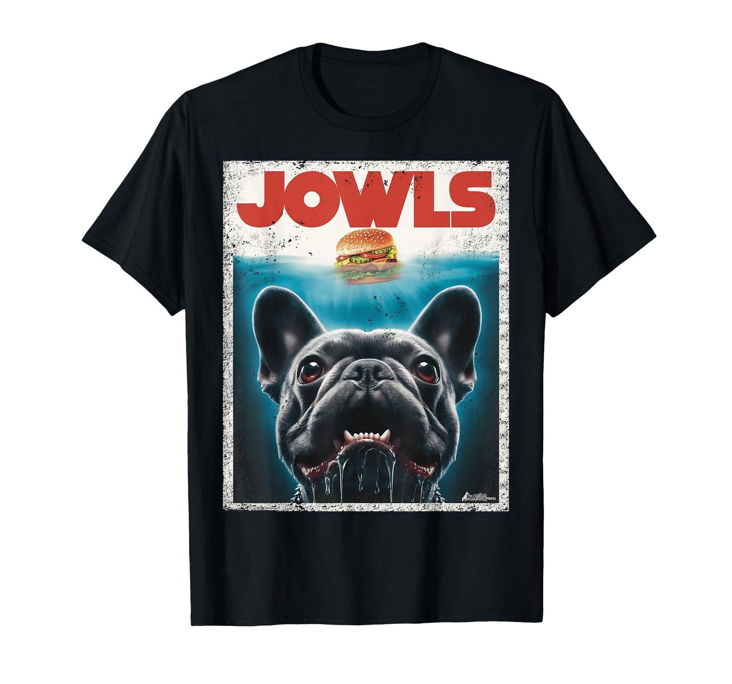Funny Black French Bulldog Jowls Top, Frenchie Mom, Dog Dad T-Shirt