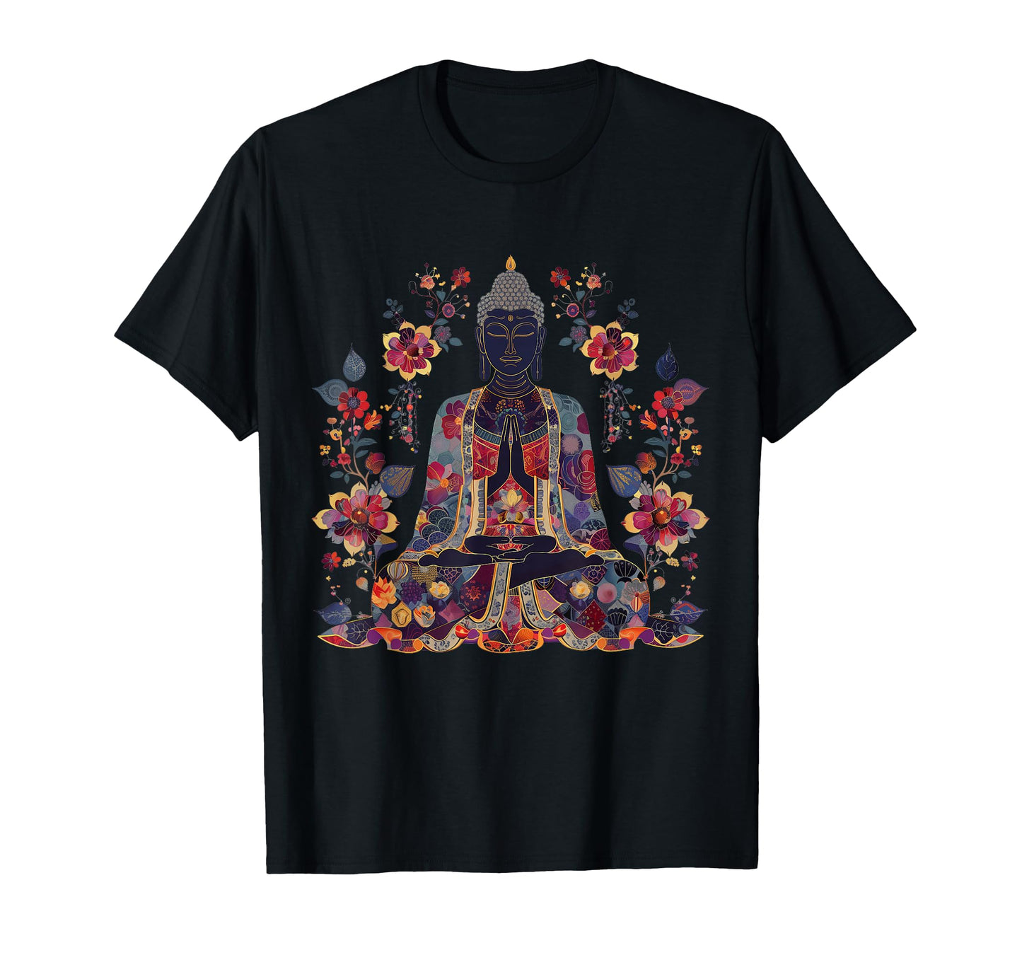 Buddha Floral Vintage Flower Yoga Buddhism Yogi Buddhist T-Shirt