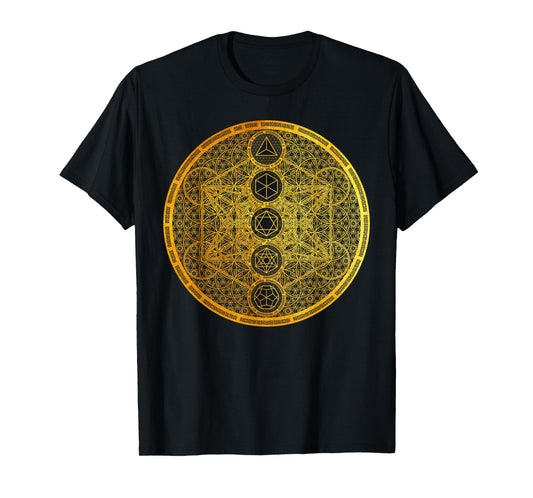 Metatron Cube Platonic Solids Sacred Geometry Metaphysics T-Shirt