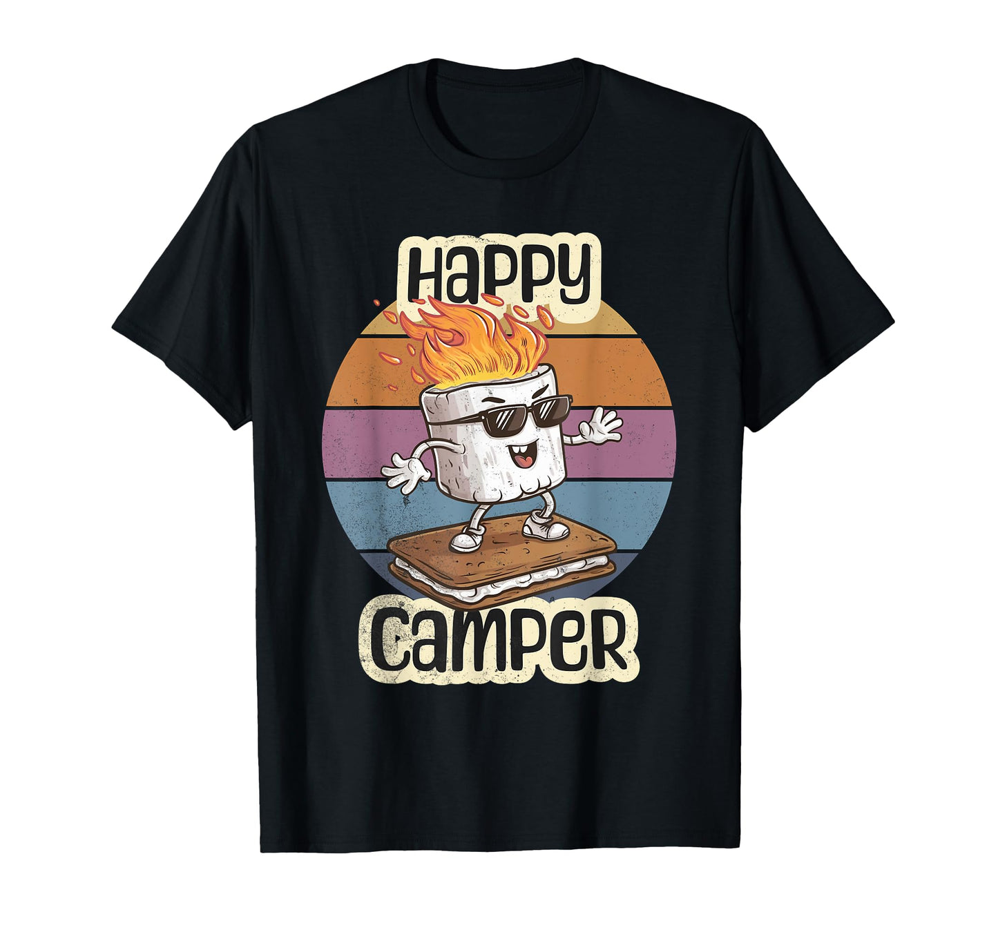 Happy Marshmallow Camper Cute Girls Kids Camp Camping Smores T-Shirt