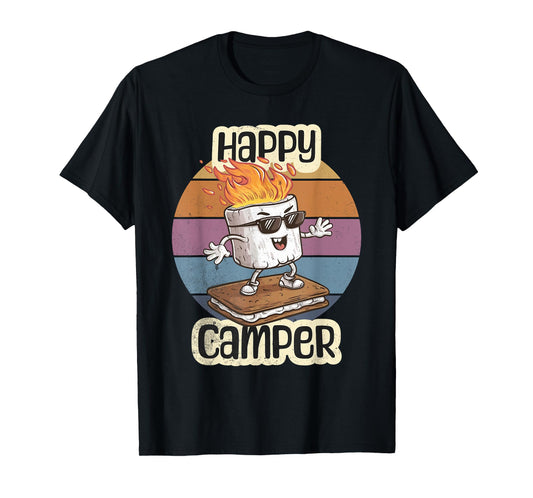 Happy Marshmallow Camper Cute Girls Kids Camp Camping Smores T-Shirt