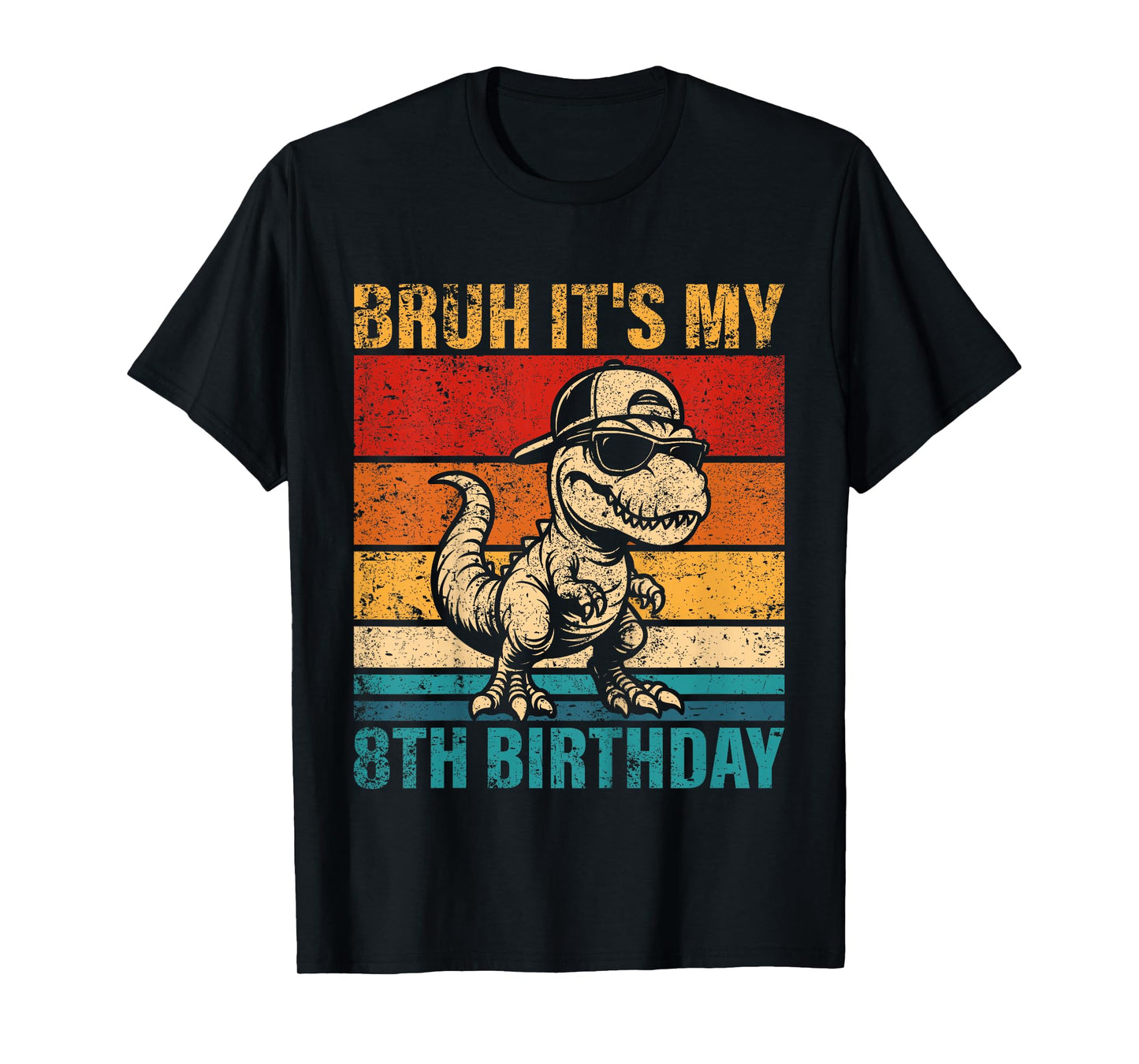 Kids 8 Year Old Birthday Boy Dinosaur Bruh It's My 8th Birthday T-Shirt