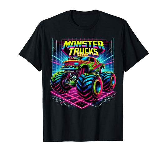 Monster Truck Birthday Party Retro Monster Trucks T-Shirt