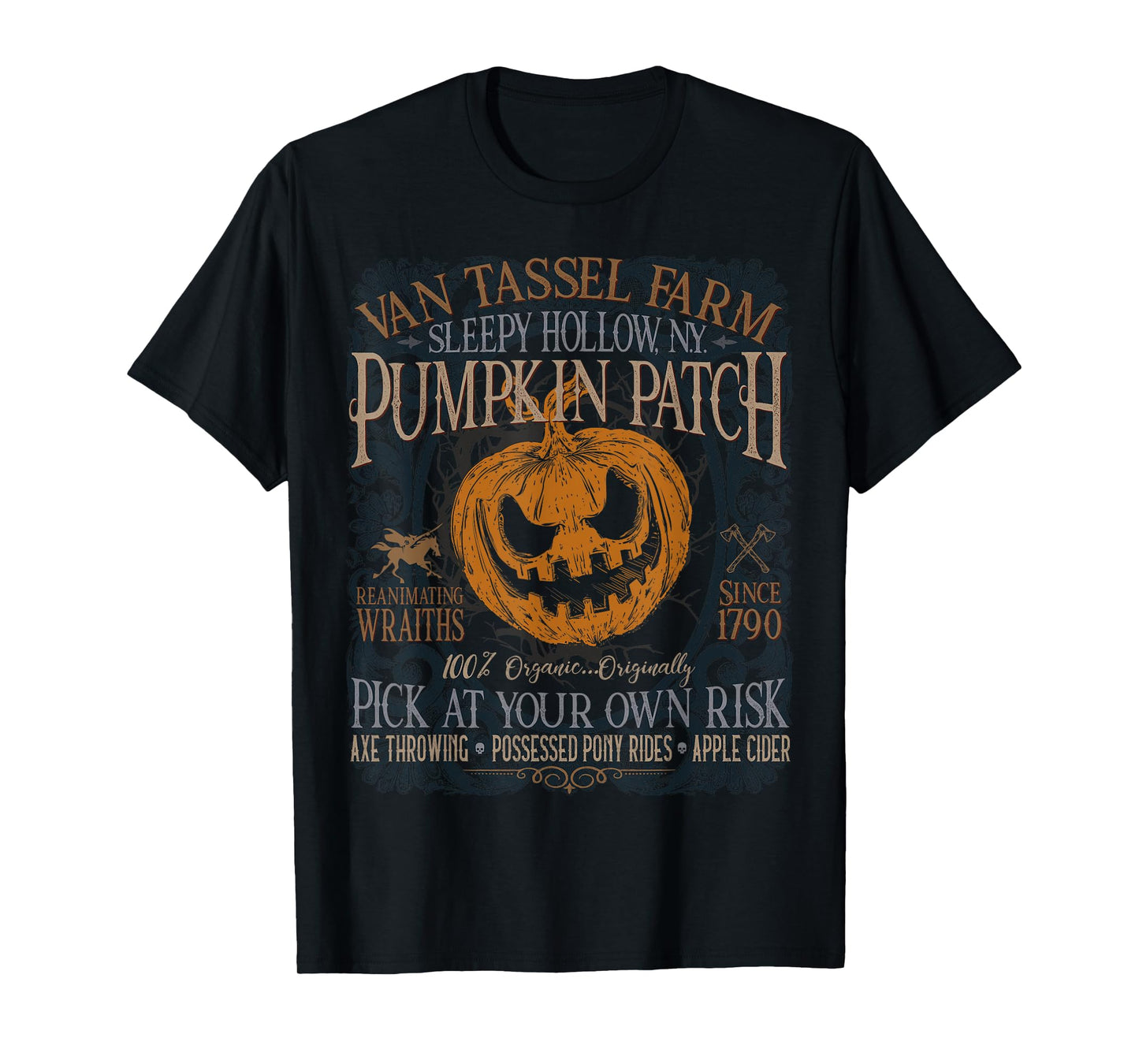 Sleepy Hollow Pumpkin Picking Farm Funny Halloween T-Shirt