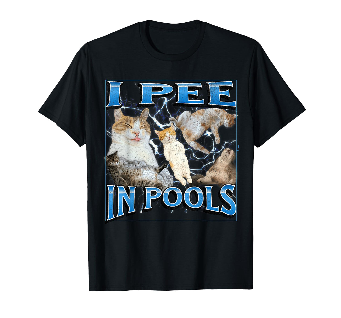 I Pee In Pools Funny Offensive Cat Meme Bootleg Graphic T-Shirt