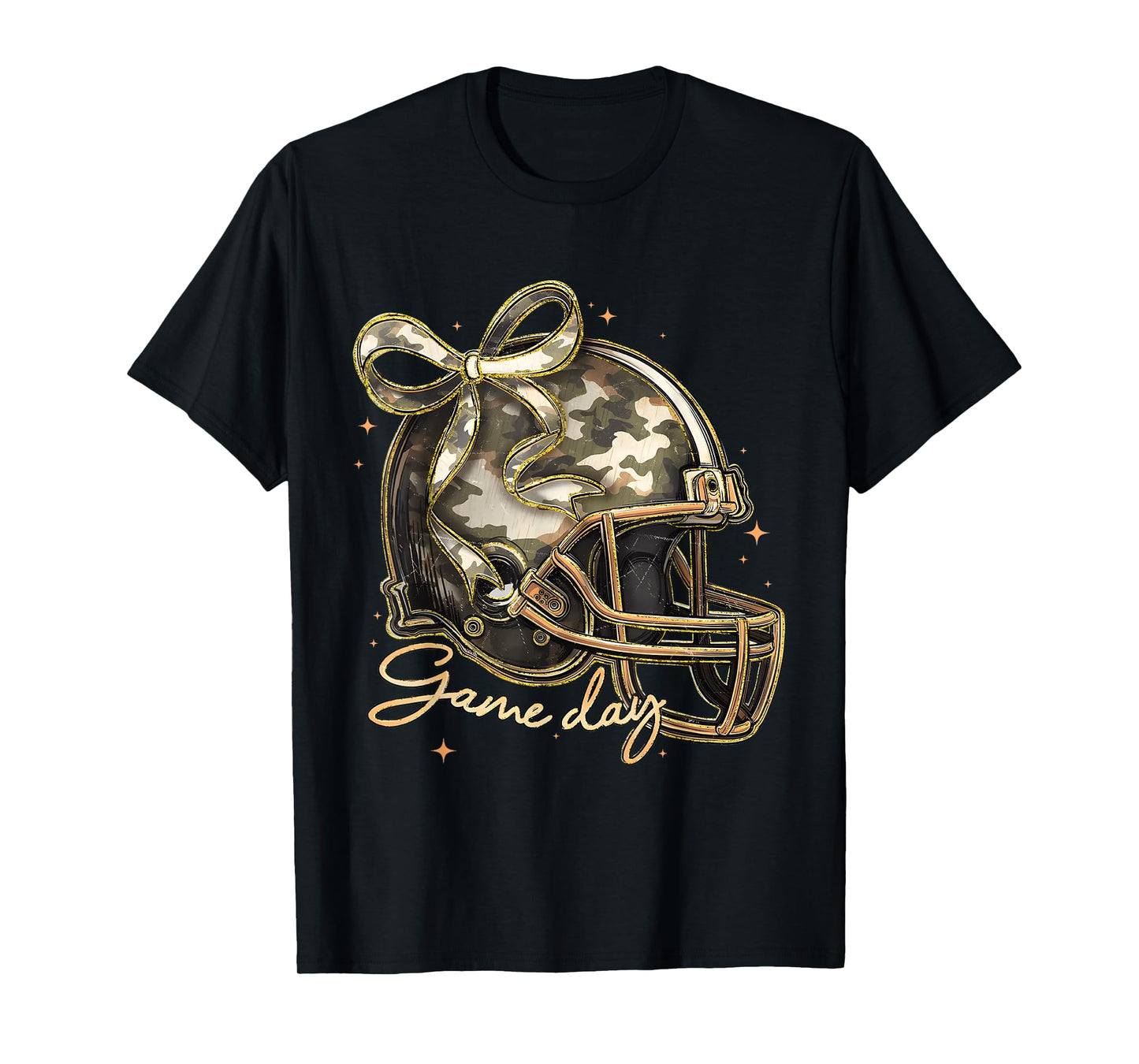 Touchdown Football Game Day Thanksgiving Camo Coquette Bow T-Shirt