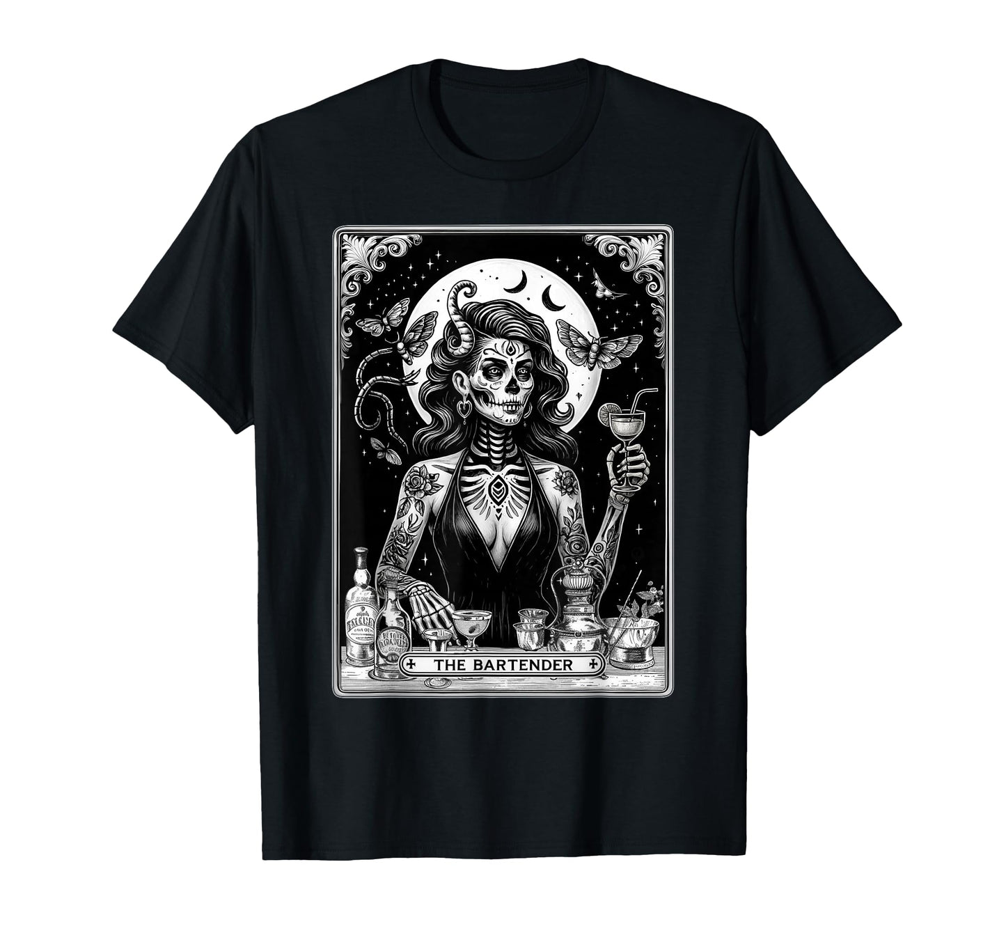 Bartender Tarot Card Skeleton Cocktail T-Shirt