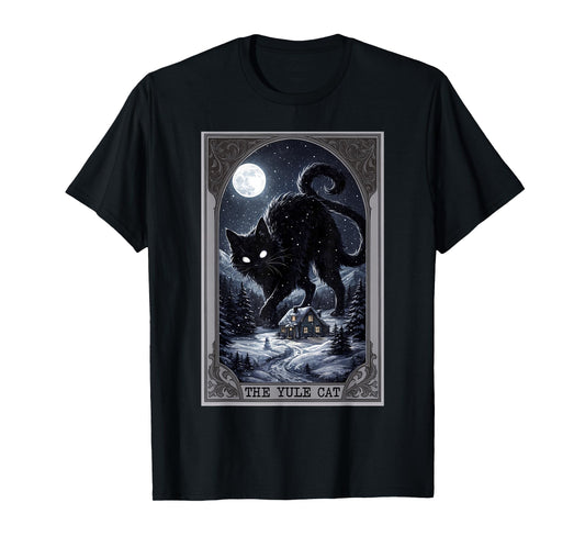 Creepmas Vintage The Yule Cat Tarot Card Dark Christmas T-Shirt
