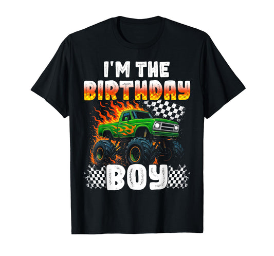 Funny I'm the Birthday Boy Monster Truck Birthday Men Kids T-Shirt