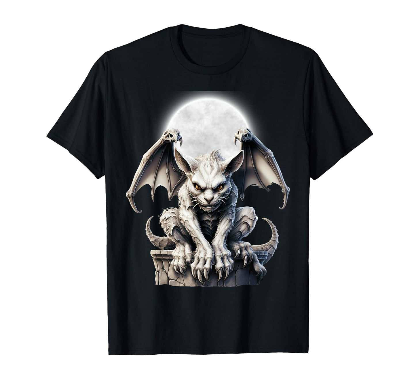 Halloween Gothic Winged Gargoyle Goth Fantasy Moon T-Shirt