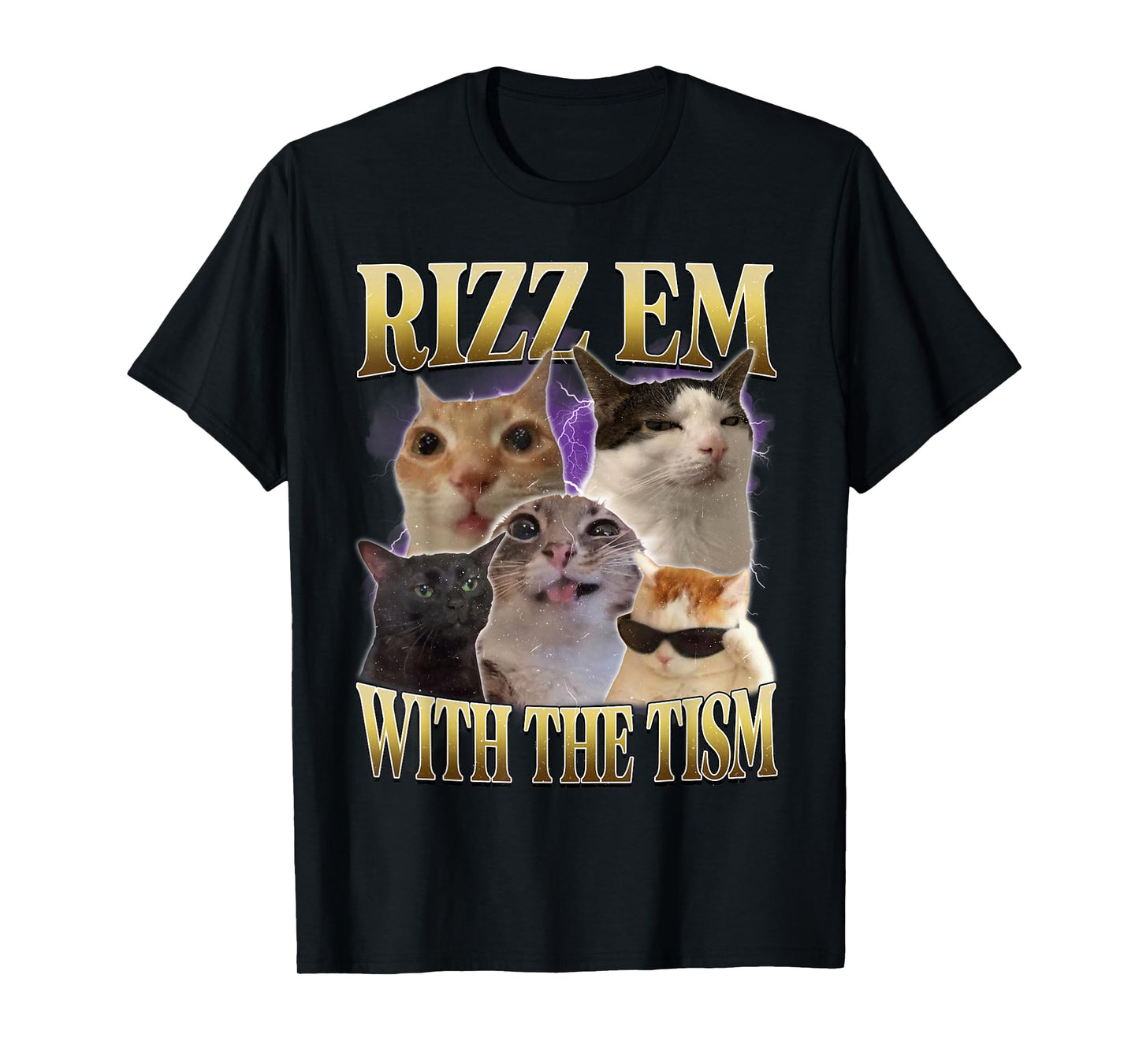 Rizz Em with The Tism Vintage Retro 90s Funny Cat Meme T-Shirt