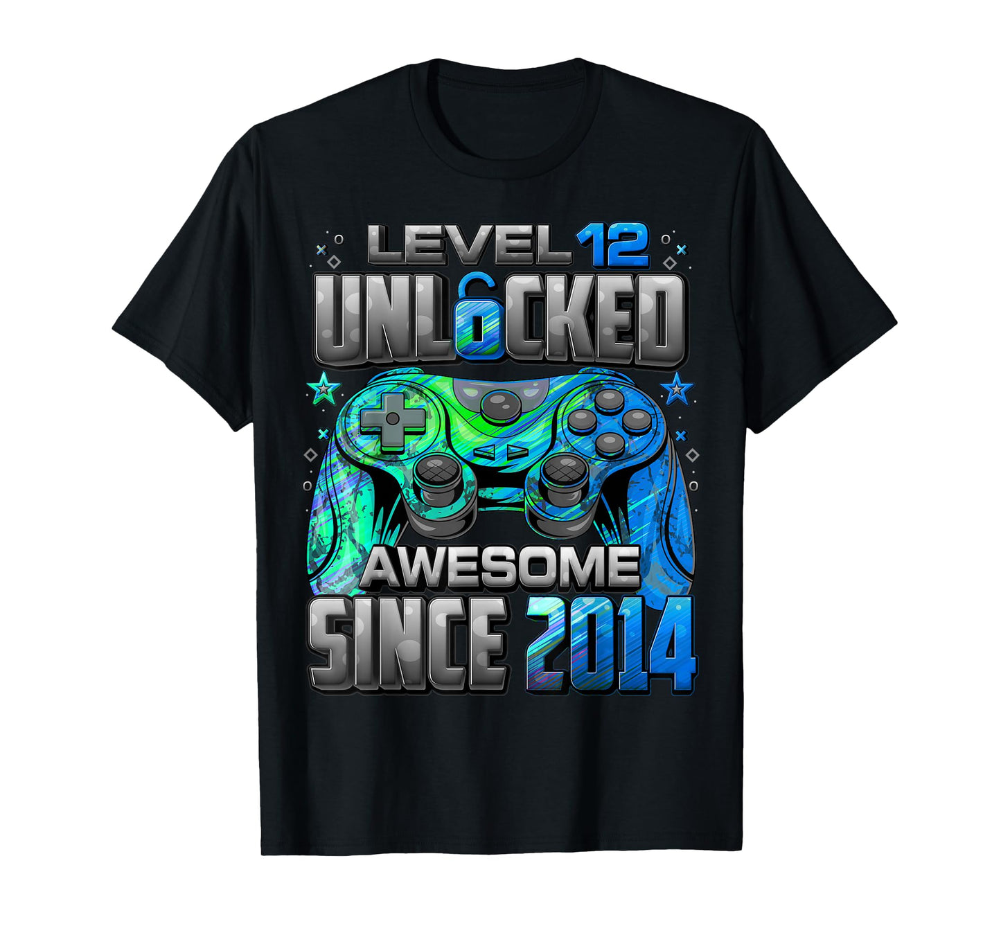 Level 12 Unlocked Awesome Since 2014 12th Birthday Gaming T-Shirt