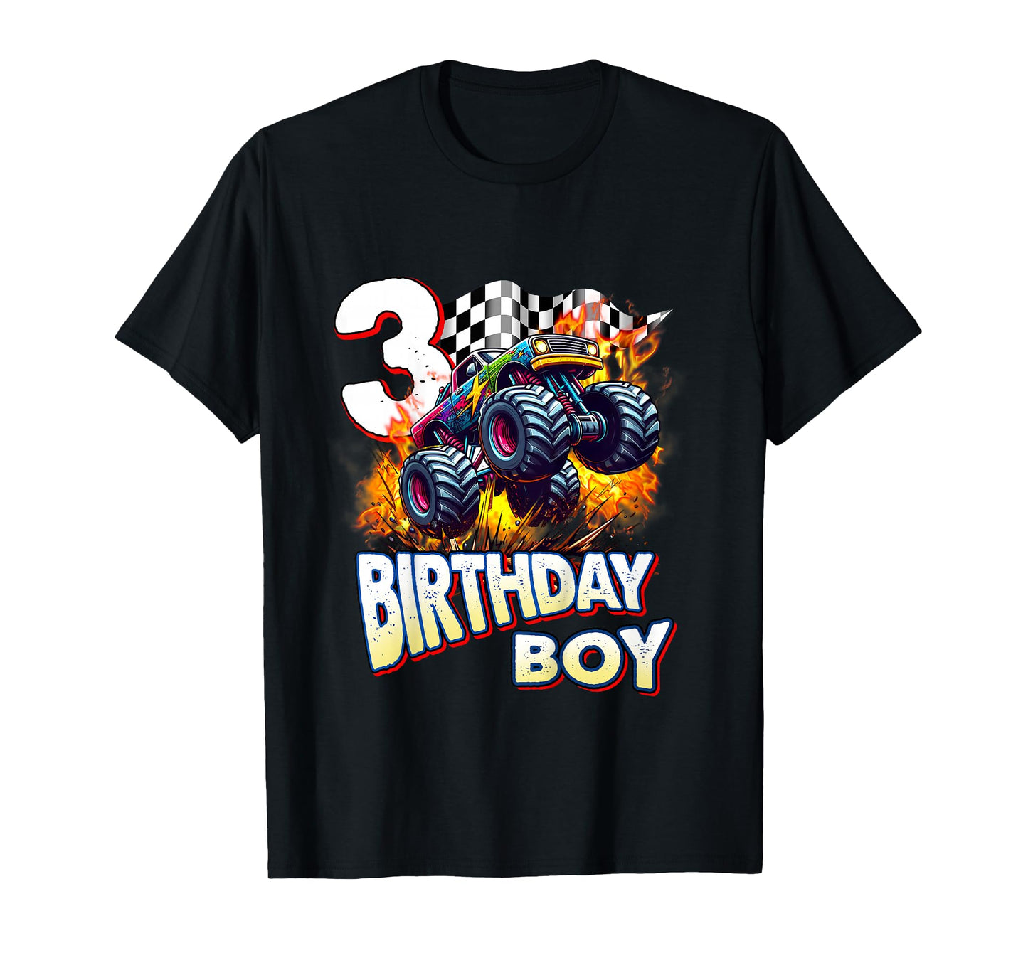 Kids Birthday Monster Truck 3 Year Old Boys 3rd Party Born 2022 T-Shirt