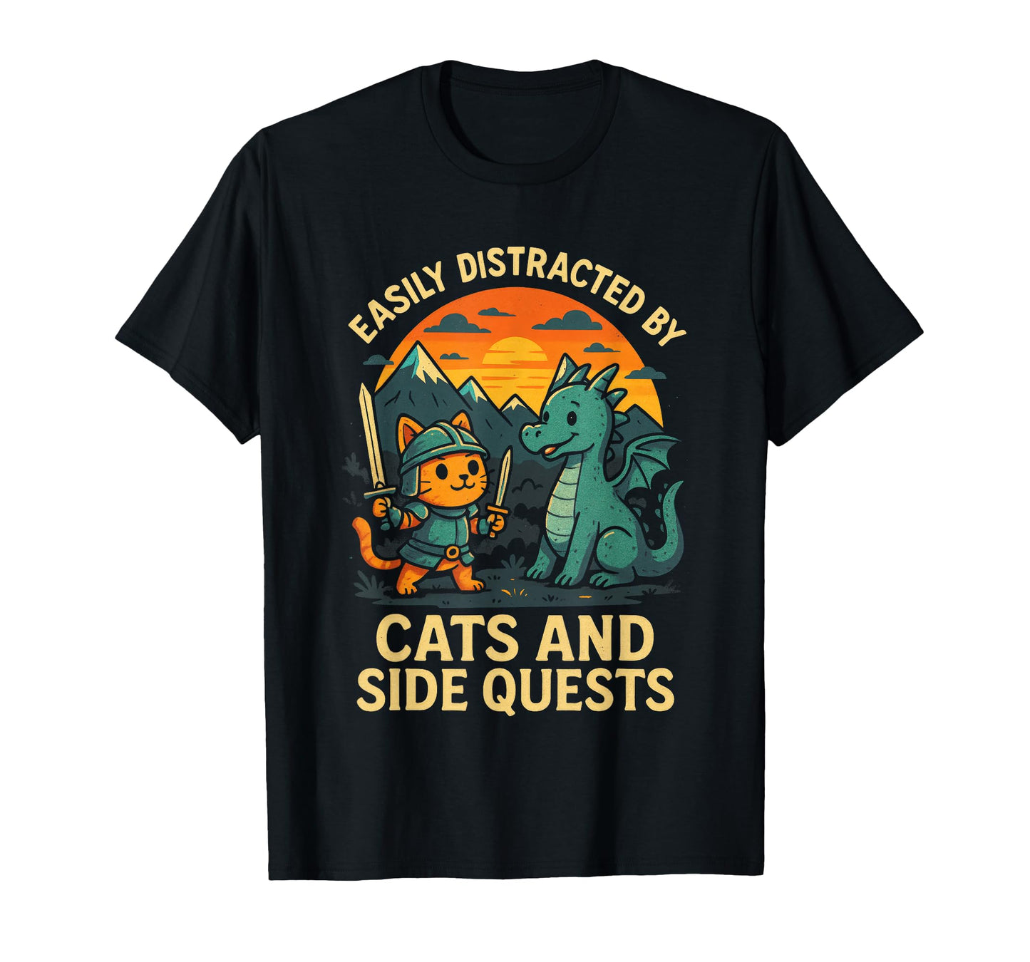 Easily Distracted By Cats And Side Quests T-Shirt