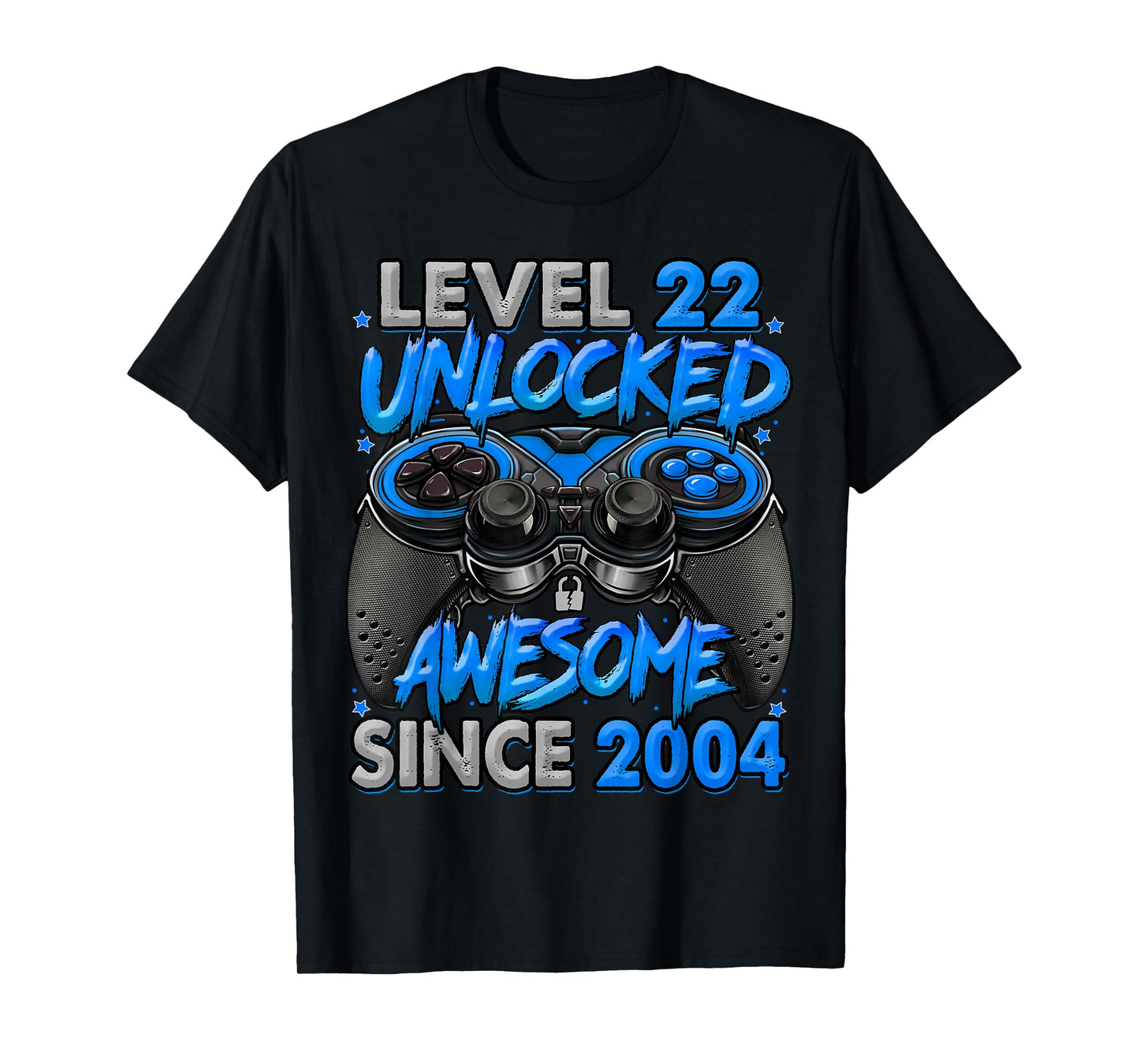 Level 22 Unlocked Awesome Since 2004 22nd Birthday Gaming T-Shirt