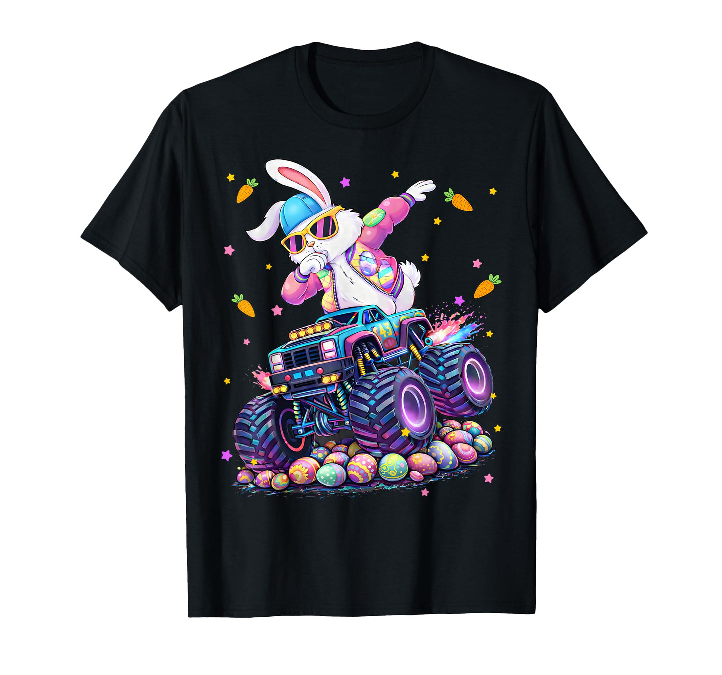 Funny Monster Truck Dabbing Rabbit Easter Bunny Men Boy T-Shirt