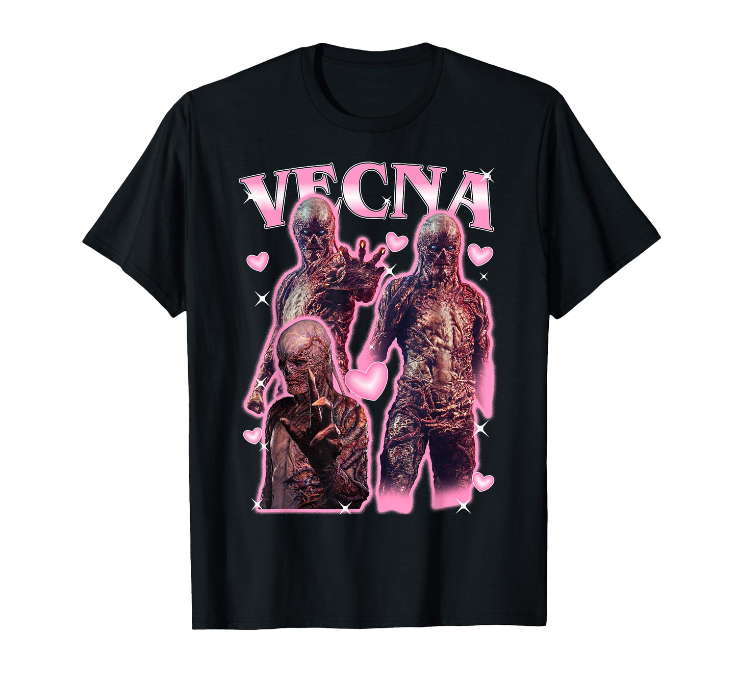Stranger Things Vecna Monster Form Pink Hearts T-Shirt