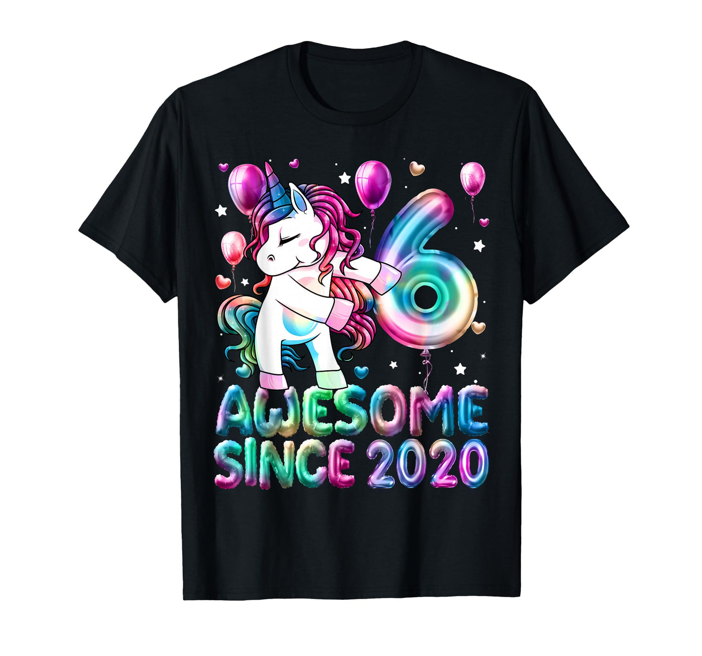 6 Year Old Girl Awesome Since 2020 Unicorn 6th Birthday Girl T-Shirt