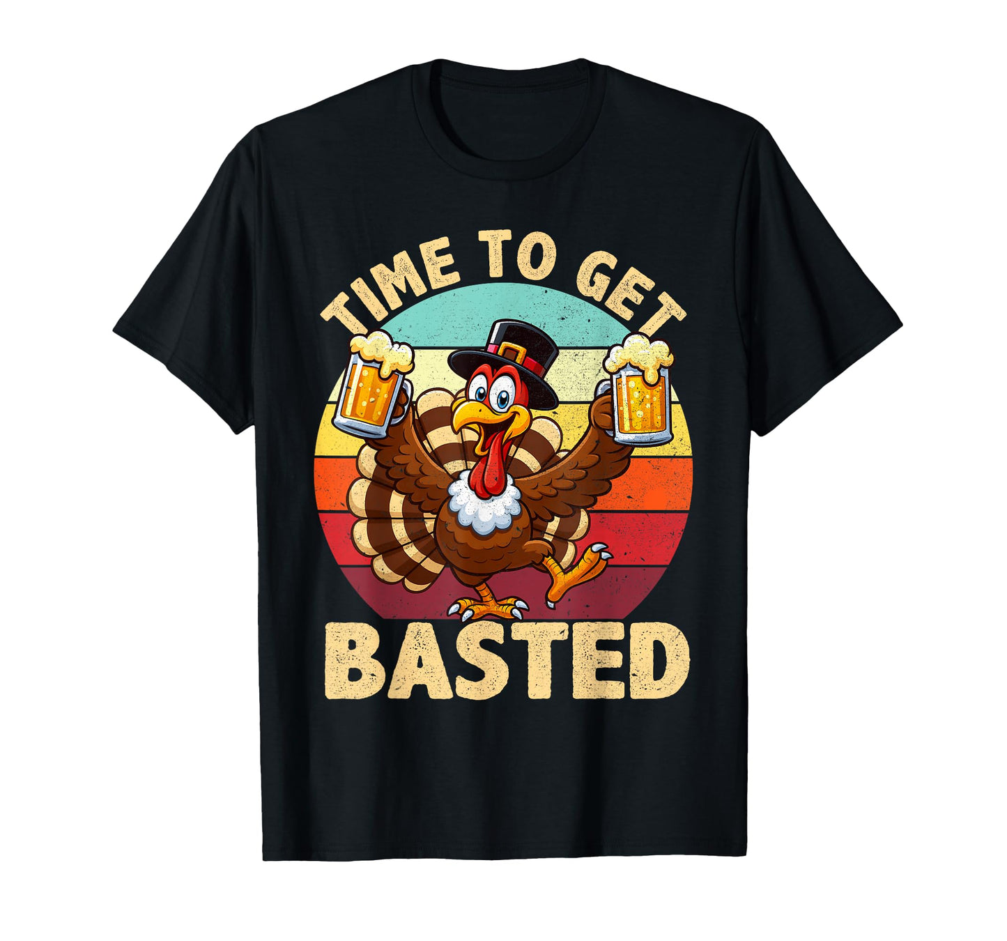 Time to Get Basted Turkey Funny Fall Thanksgiving Men T-Shirt
