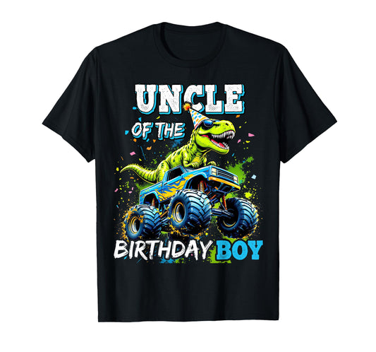 Uncle of the Birthday Boy Monster Truck Dinosaur Party T Rex T-Shirt