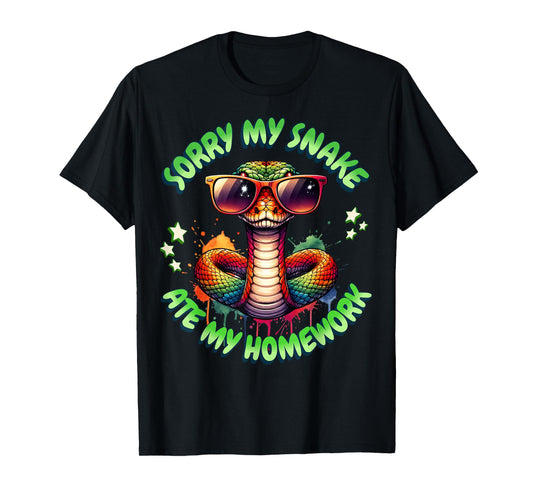 Snake Pun Sorry My Snake Ate My Homework Animal Humor Kids T-Shirt