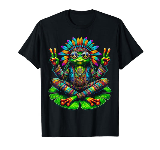 Frog Lover Peace Sign Hippie Frog T-Shirt