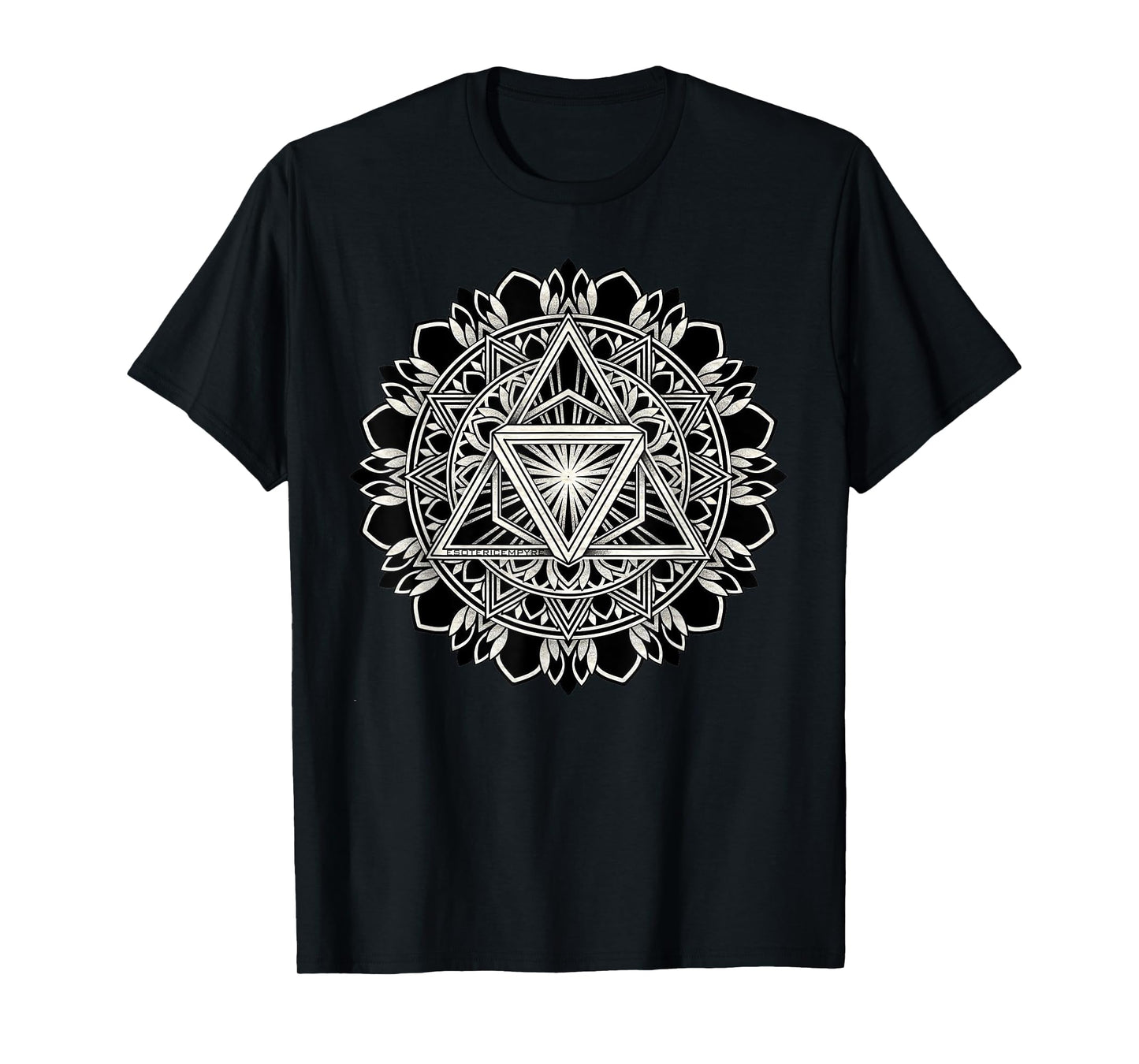 Sacred Geometry Tri-Hex Mandala Geometric Blackwork T-Shirt