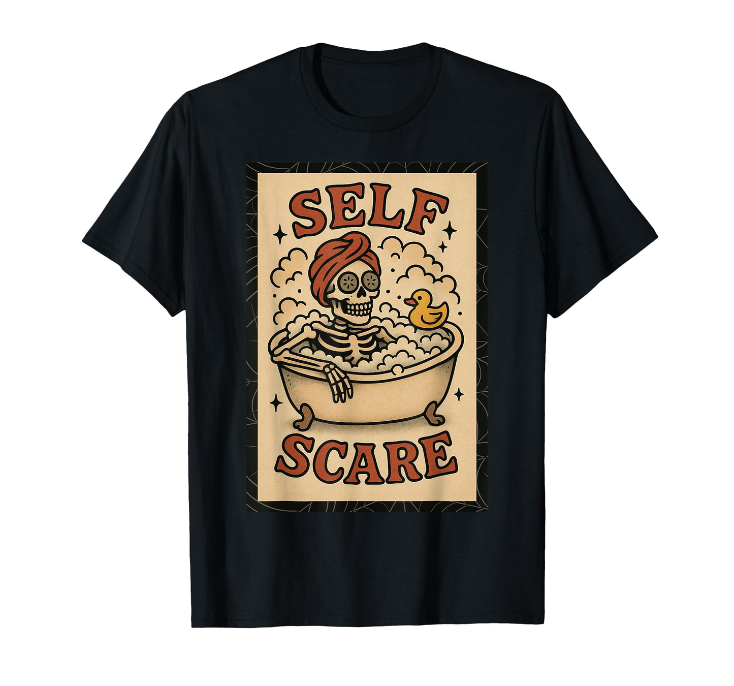 Self Scare Wellness Funny Halloween Spa Novelty Skeleton T-Shirt