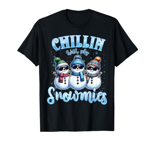 Chillin with My Snowmies Funny Snowman Christmas Kids Boys T-Shirt