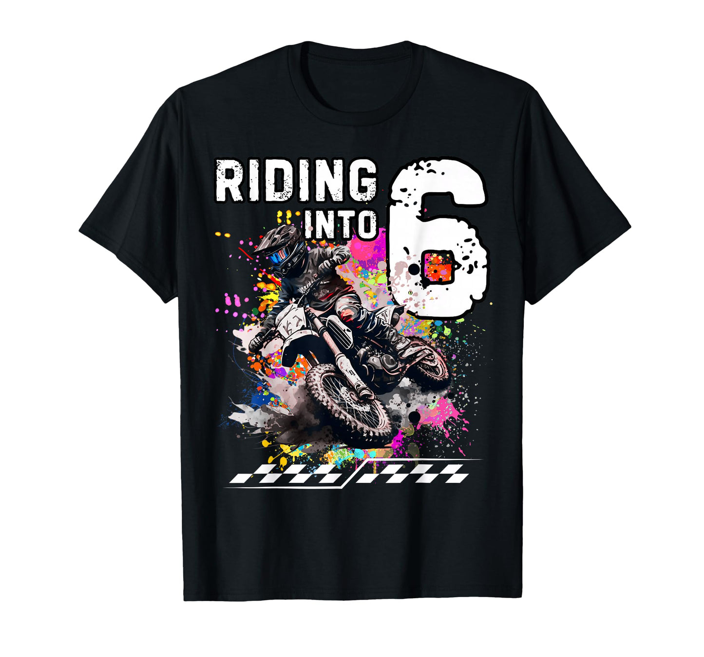 Motocross Birthday 6th Year Old Riding Into 6 MX Dirt Bike T-Shirt