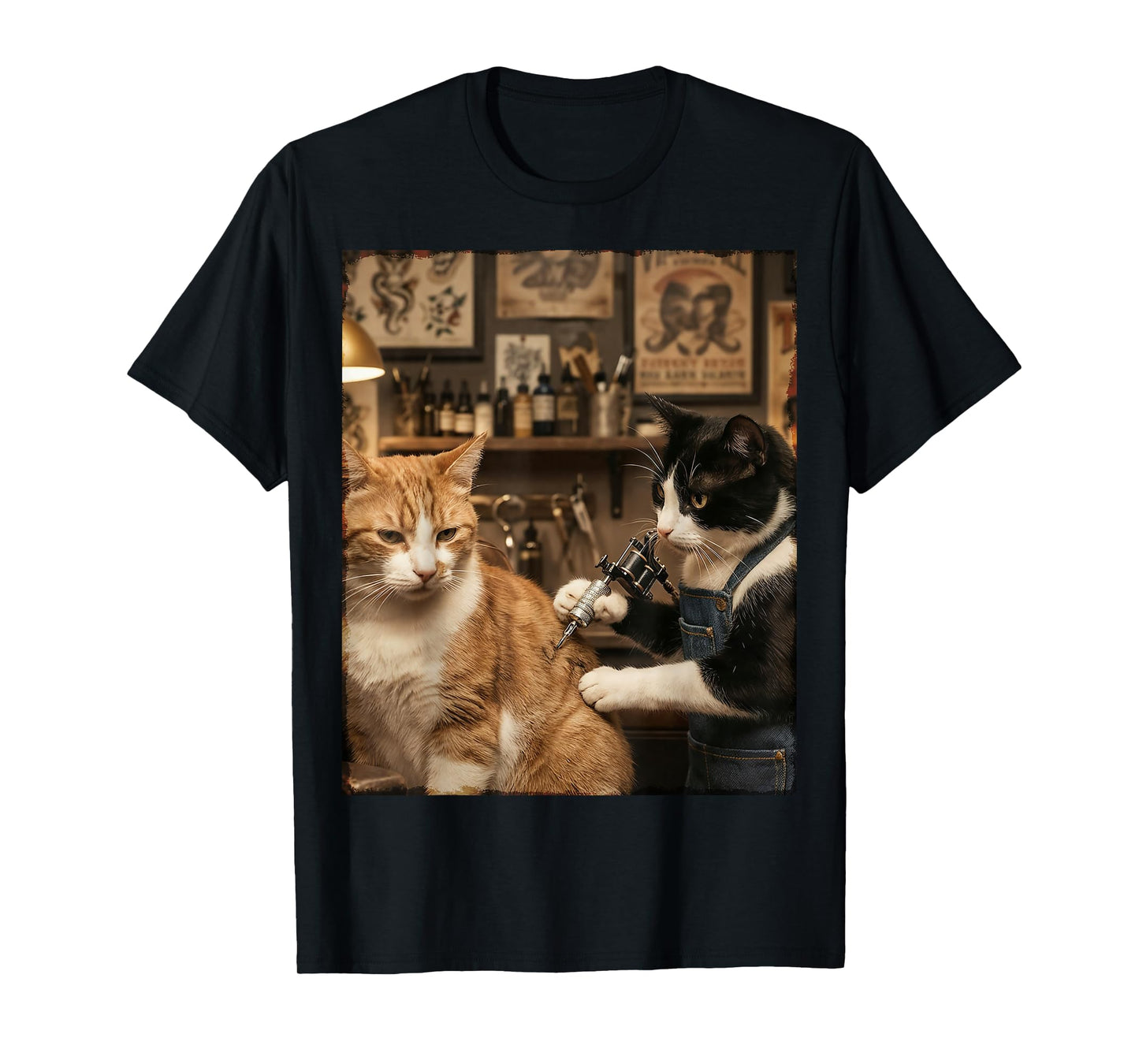 Cat Tattooing Cat Funny Meme Inked Kitty Humor Tattoo Artist T-Shirt