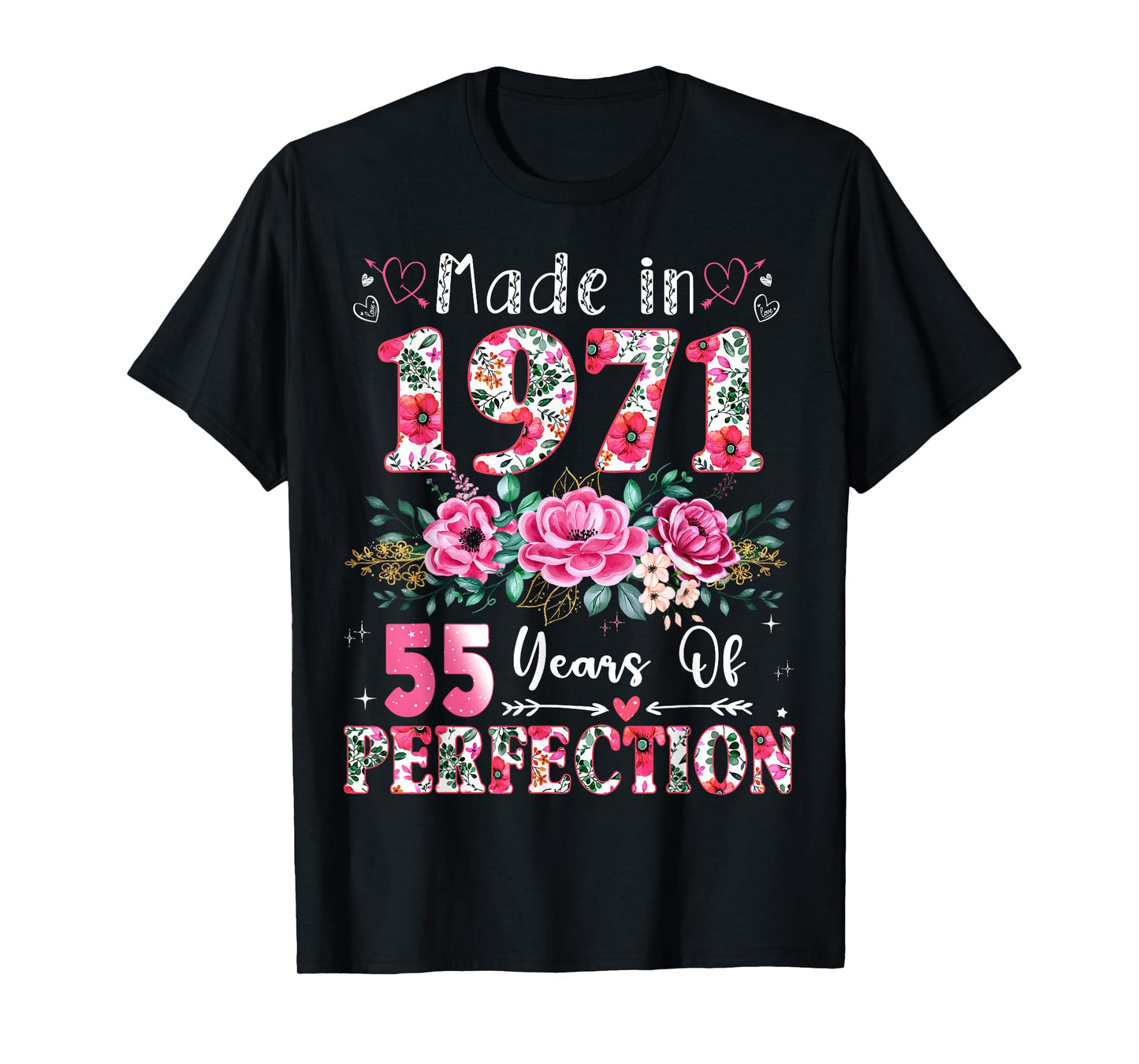 55 Year Old Made in 1971 Floral 55th Birthday Women T-Shirt