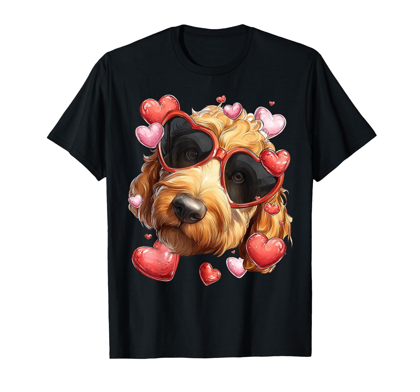Golden Doodle Dog Goldendoodle Valentine's Day Heart T-Shirt