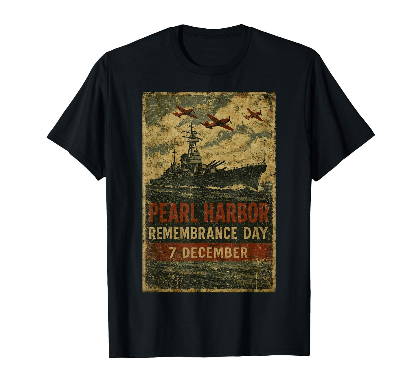 Pearl Harbor Remembrance Day Vintage Military Memorial Art T-Shirt